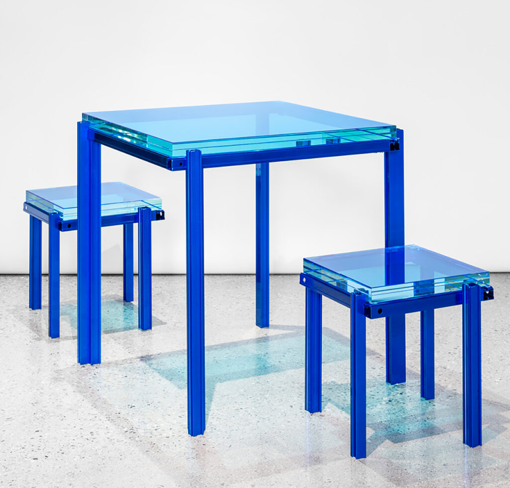 Al13 furniture collection Massimiliano Locatelli Cabinet Stool and Table blue