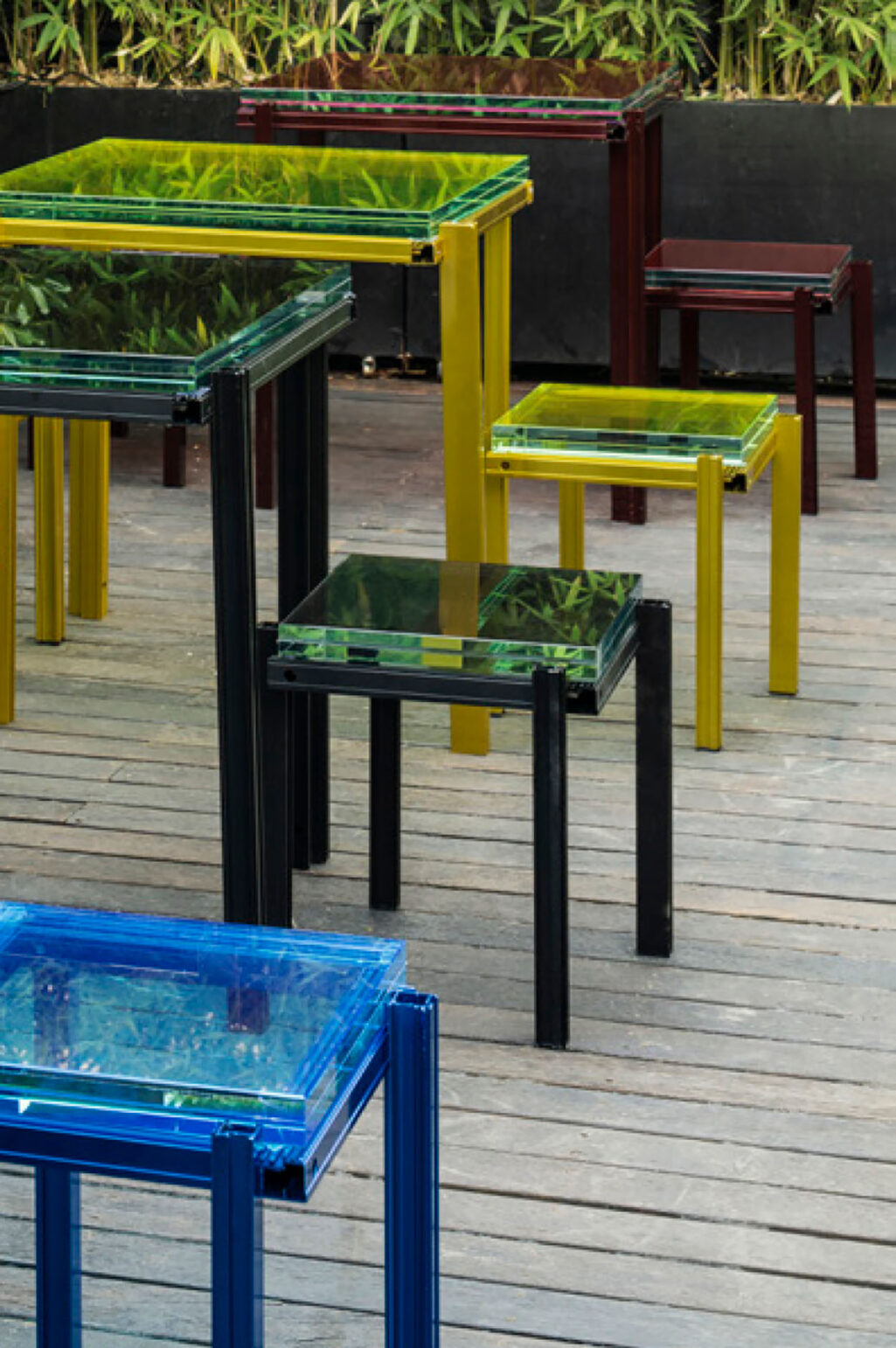 Al13 furniture collection Massimiliano Locatelli Stools and Table Coloured