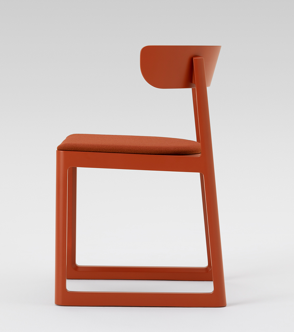 Maruni EN chair rusty red maple side view